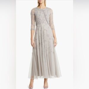 Pisarro Nights Beaded Mesh Gown with Jacket - Dress